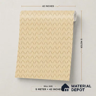 OR04-7 | Golden Beige Herringbone PVC Patterned Wallpaper - 5 Meter x 42 Inch, 57 Sq. Ft. (Min. 15% Wastage)