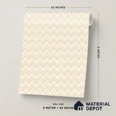 OR04-1 | Cream Herringbone PVC Patterned Wallpaper - 5 Meter x 42 Inch, 57 Sq. Ft. (Min. 15% Wastage)