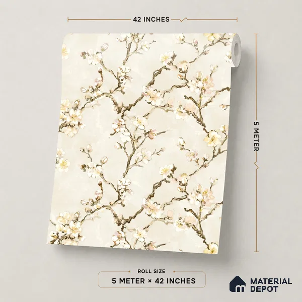 OR05-2 | 5 Meter x 42 Inch PVC Florals Look Wallpaper - 57 Sq. Ft. | Minimum 15% wastage during installation
