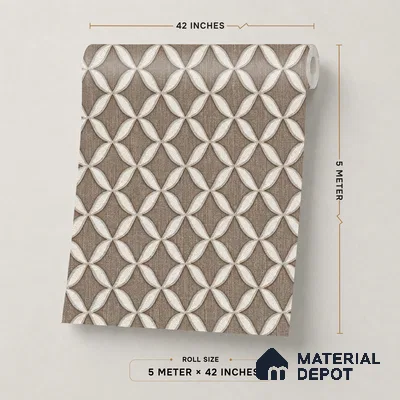 OR10-4 | Chestnut Brown Oval Trellis Lattice PVC Patterned Wallpaper - 5 Meter x 42 Inch, 57 Sq. Ft. (Min. 15% Wastage)