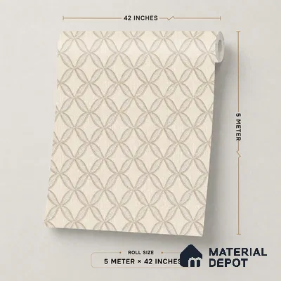 OR10-1 | Warm Beige Oval Trellis Lattice PVC Patterned Wallpaper - 5 Meter x 42 Inch, 57 Sq. Ft. (Min. 15% Wastage)