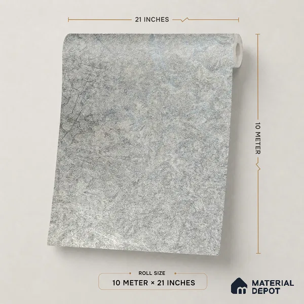 Z1003-4 | Grey Crinkled Foil PVC Textured Wallpaper - 10 Meter x 21 Inch, 57 Sq. Ft. (Min. 15% Wastage)