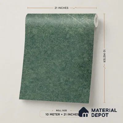 Z1003-8 | Green Crumpled Paper PVC Textured Wallpaper - 10 Meter x 21 Inch, 57 Sq. Ft. (Min. 15% Wastage)