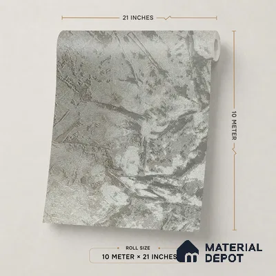 Z1004-5 | Grey Crackled Foil PVC Textured Wallpaper - 10 Meter x 21 Inch, 57 Sq. Ft. (Min. 15% Wastage)