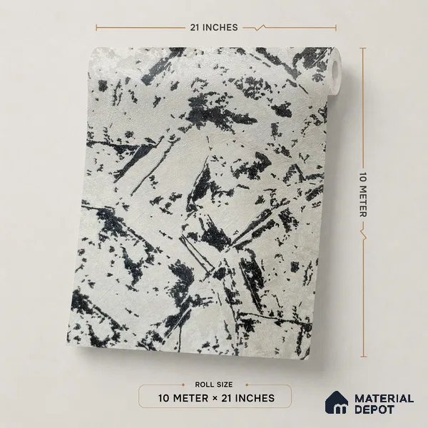 Z1004-3 | White Shattered Ink PVC Textured Wallpaper - 10 Meter x 21 Inch, 57 Sq. Ft. (Min. 15% Wastage)