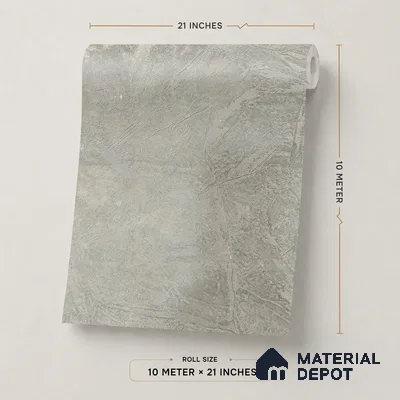 Z1004-7 | Grey Crackled Foil PVC Textured Wallpaper - 10 Meter x 21 Inch, 57 Sq. Ft. (Min. 15% Wastage)