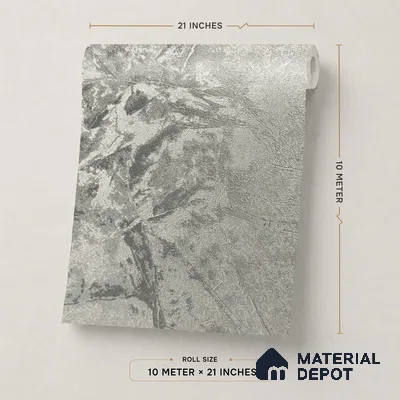 Z1004-4 | Grey Crackled Foil PVC Textured Wallpaper - 10 Meter x 21 Inch, 57 Sq. Ft. (Min. 15% Wastage)