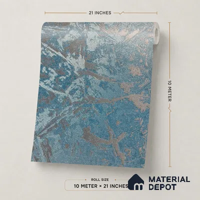 Z1004-8 | Teal Crackled Foil PVC Textured Wallpaper - 10 Meter x 21 Inch, 57 Sq. Ft. (Min. 15% Wastage)