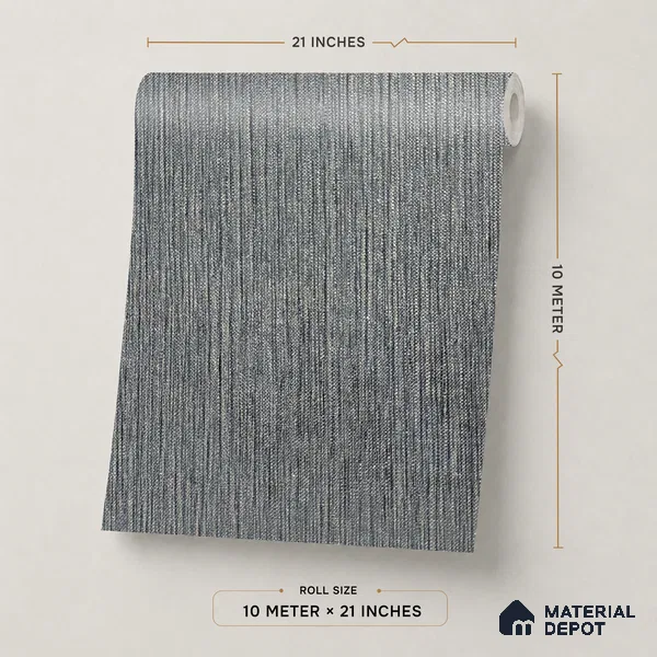 Z1002-8 | Grey Vertical Brushed PVC Textured Wallpaper - 10 Meter x 21 Inch, 57 Sq. Ft. (Min. 15% Wastage)