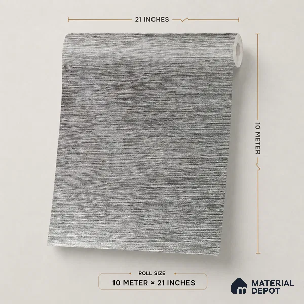 Z1010-7 | Grey Brushed Metal PVC Textured Wallpaper - 10 Meter x 21 Inch, 57 Sq. Ft. (Min. 15% Wastage)