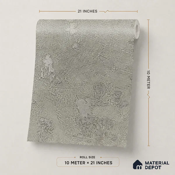 Z1000-9 | Grey Rough Plaster PVC Textured Wallpaper - 10 Meter x 21 Inch, 57 Sq. Ft. (Min. 15% Wastage)