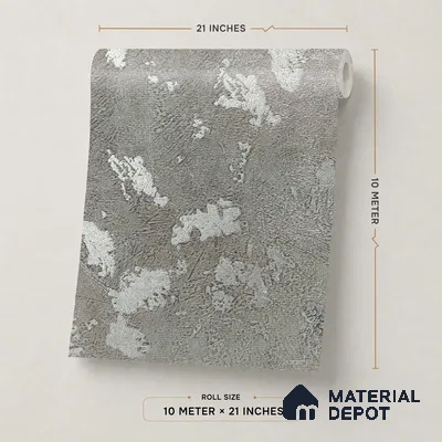Z1000-8 | Grey Foil Patches PVC Textured Wallpaper - 10 Meter x 21 Inch, 57 Sq. Ft. (Min. 15% Wastage)