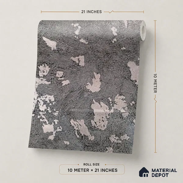 Z1000-6 | Charcoal Blush Patches PVC Textured Wallpaper - 10 Meter x 21 Inch, 57 Sq. Ft. (Min. 15% Wastage)