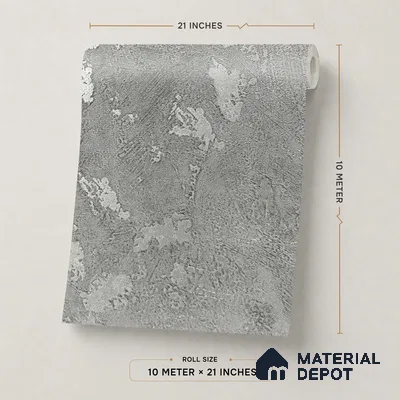 Z1000-4 | Grey Foil Patches PVC Textured Wallpaper - 10 Meter x 21 Inch, 57 Sq. Ft. (Min. 15% Wastage)