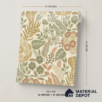 A76602 | 10 Meter x 21 Inches Florals Look Wallpaper - 57.37 Sq. Ft. | Minimum 15% wastage during installation