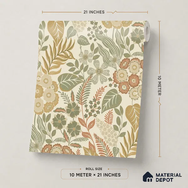 A76602 | 10 Meter x 21 Inches Florals Look Wallpaper - 57.37 Sq. Ft. | Minimum 15% wastage during installation