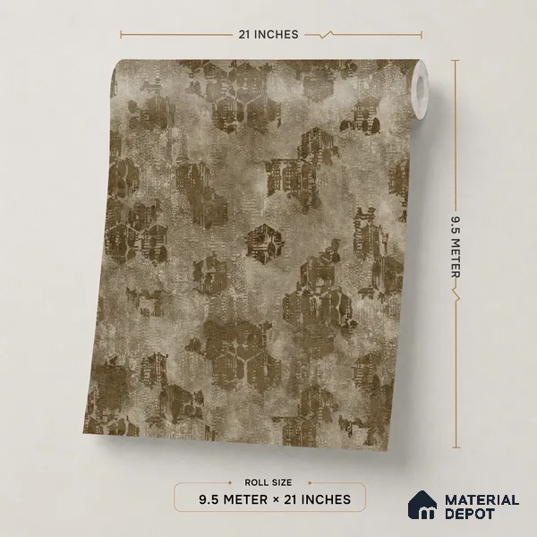 WP1360 | Olive Brown Hexagon Trellis Patterned Wallpaper - 9.5 Meter x 21 Inches, 55 Sq. Ft. (Min. 15% Wastage)