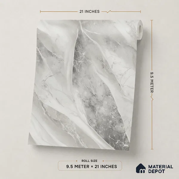 WP1302 | 9.5 Meter x 21 Inches Marble Look Wallpaper - 55 Sq. Ft.  | Minimum 10% wastage during installation