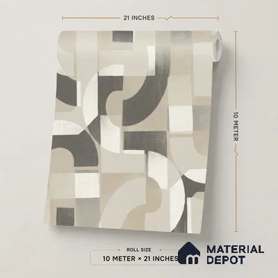 A76002 | Grey & Beige Circle Block Abstract Look Wallpaper 10 Meter x 21 Inches - 57.37 Sq. Ft. | Minimum 15% wastage during installation