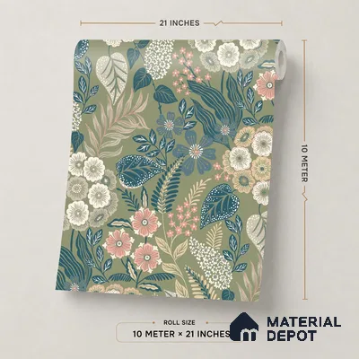 A76603 | 10 Meter x 21 Inches Florals Look Wallpaper - 57.37 Sq. Ft. | Minimum 15% wastage during installation