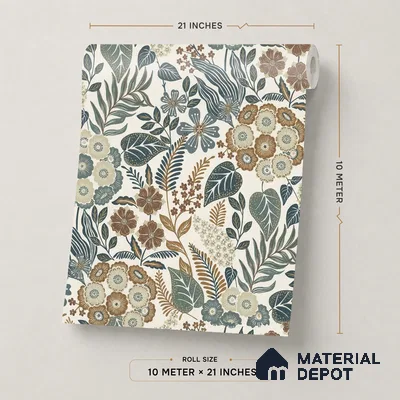 A76601 | 10 Meter x 21 Inches Florals Look Wallpaper - 57.37 Sq. Ft. | Minimum 15% wastage during installation