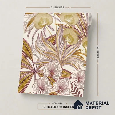 A69001 | 10 Meter x 21 Inches Florals Look Wallpaper - 57.37 Sq. Ft. | Minimum 15% wastage during installation