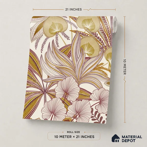 A69001 | 10 Meter x 21 Inches Florals Look Wallpaper - 57.37 Sq. Ft. | Minimum 15% wastage during installation