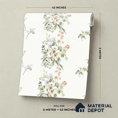 81403-1 | White Pastel Bouquet Floral Wallpaper - 5 Meter x 42 Inch, 57 Sq. Ft.