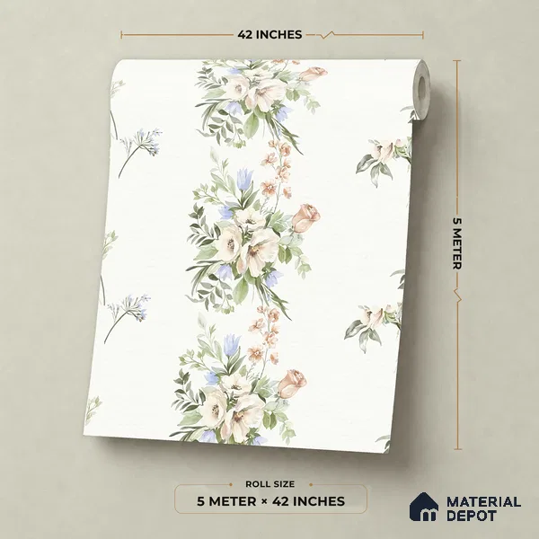 81403-1 | White Pastel Bouquet Floral Wallpaper - 5 Meter x 42 Inch, 57 Sq. Ft.