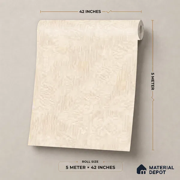 81414-3 | Warm Beige Brushed Texture Patterned Wallpaper - 5 Meter x 42 Inch, 57 Sq. Ft.