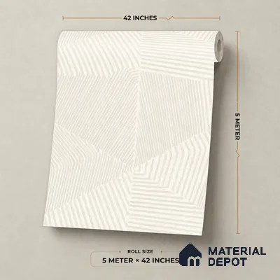 81413-1 | Cream Line Facet Texture Patterned Wallpaper - 5 Meter x 42 Inch, 57 Sq. Ft.