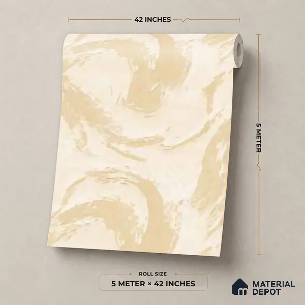 81416-2 | Warm Beige Brushstroke Swirl Patterned Wallpaper - 5 Meter x 42 Inch, 57 Sq. Ft.