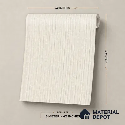 81415-3 | Ivory Ribbed Texture Stripe Patterned Wallpaper - 5 Meter x 42 Inch, 57 Sq. Ft.