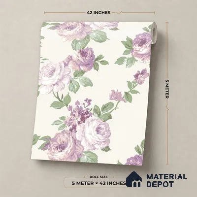 81398-2 | Ivory Lilac Rose Trail Floral Wallpaper - 5 Meter x 42 Inch, 57 Sq. Ft.