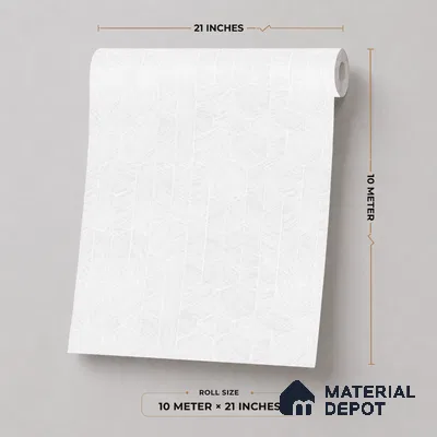M4-2 | Off-White Leaf Herringbone Texture Patterned Wallpaper - 10 Meter x 21 Inches, 57.37 Sq. Ft. (Min. 15% Wastage)
