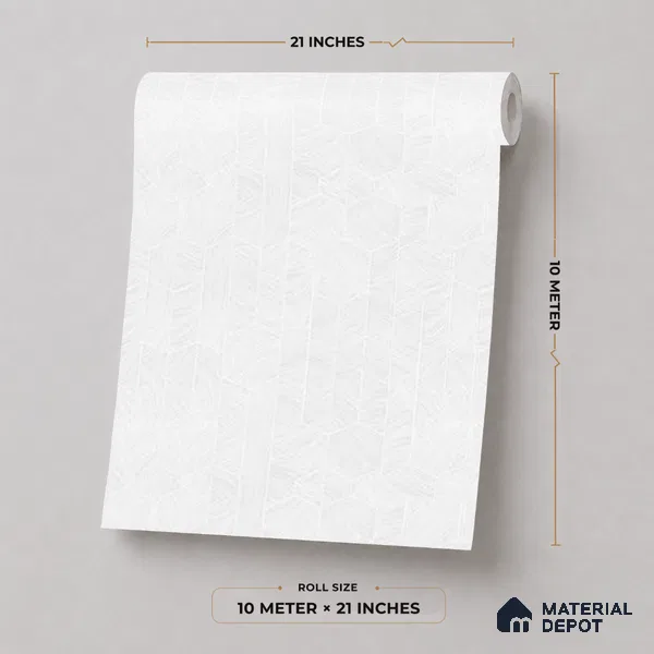 M4-2 | Off-White Leaf Herringbone Texture Patterned Wallpaper - 10 Meter x 21 Inches, 57.37 Sq. Ft. (Min. 15% Wastage)
