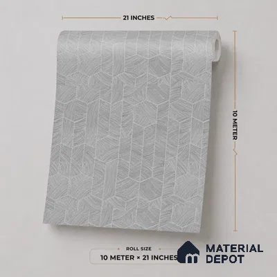 M4-1 | Warm Grey Leaf Herringbone Texture Patterned Wallpaper - 10 Meter x 21 Inches, 57.37 Sq. Ft. (Min. 15% Wastage)