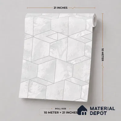 M5-2 | Silver Grey Hexagon Mosaic Geometric Wallpaper - 10 Meter x 21 Inches, 57.37 Sq. Ft. (Min. 15% Wastage)