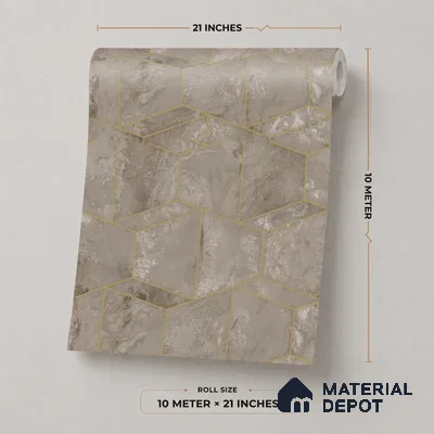 M5-4 | Taupe Marble Mosaic Geometric Wallpaper - 10 Meter x 21 Inches, 57.37 Sq. Ft. (Min. 15% Wastage)