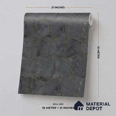 M5-1 | Black Marble Mosaic Geometric Wallpaper - 10 Meter x 21 Inches, 57.37 Sq. Ft. (Min. 15% Wastage)