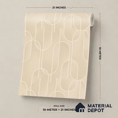 M9-3 | Warm Beige Ribbon Loop Patterned Wallpaper - 10 Meter x 21 Inches, 57.37 Sq. Ft. (Min. 15% Wastage)