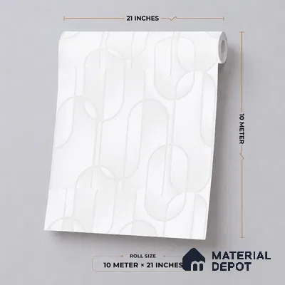 M9-6 | Off-White Ribbon Loop Patterned Wallpaper - 10 Meter x 21 Inches, 57.37 Sq. Ft. (Min. 15% Wastage)