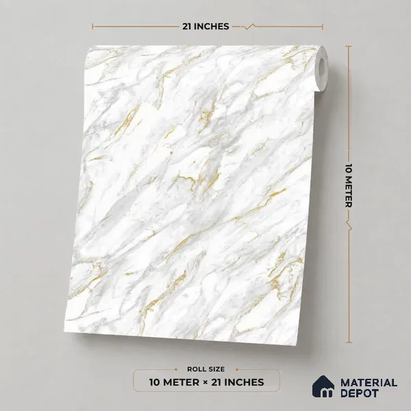 M11-2 | 10 Meter x 21 Inches Marble Look Wallpaper - 57.37 Sq. Ft. | Minimum 10% wastage during installation