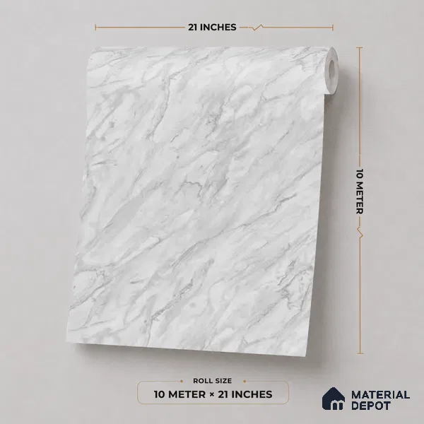 M11-6 | 10 Meter x 21 Inches Marble Look Wallpaper - 57.37 Sq. Ft. | Minimum 10% wastage during installation
