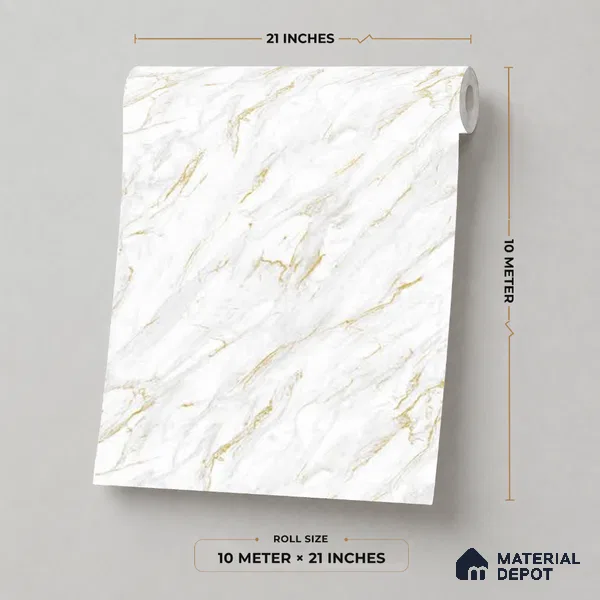 M11-1 | 10 Meter x 21 Inches Marble Look Wallpaper - 57.37 Sq. Ft. | Minimum 10% wastage during installation