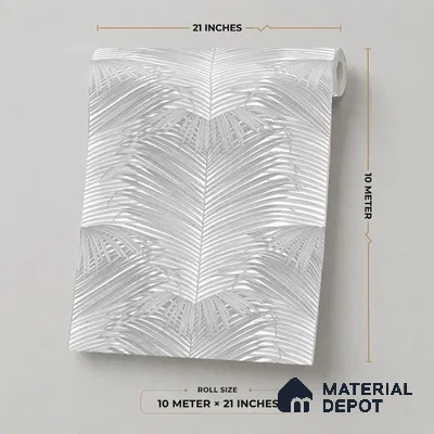 M13-2 | Grey Fan Palm Textured Wallpaper - 10 Meter x 21 Inches, 57.37 Sq. Ft. (Min. 15% Wastage)