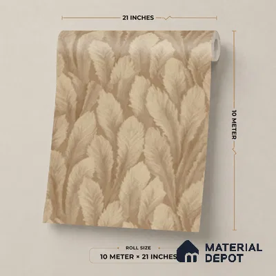 M18-5 | Brown Feather Plume Floral Wallpaper - 10 Meter x 21 Inches, 57.37 Sq. Ft. (Min. 15% Wastage)