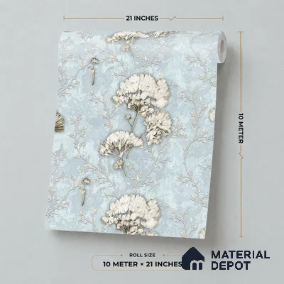 27-555-27 | Blue Hydrangea Lattice Floral Wallpaper - 10 Meter x 21 Inches, 57.41 Sq. Ft.