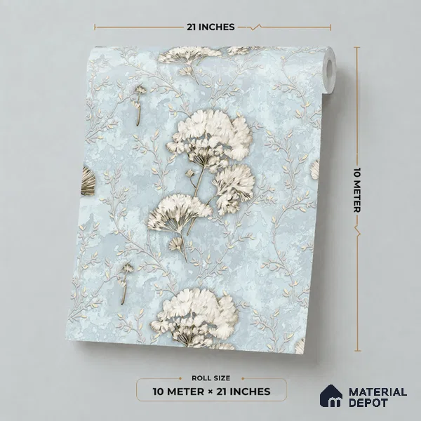 27-555-27 | Blue Hydrangea Lattice Floral Wallpaper - 10 Meter x 21 Inches, 57.41 Sq. Ft.
