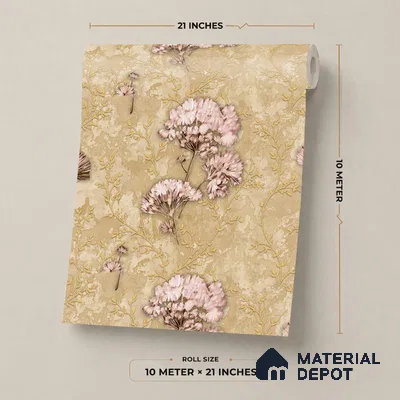28-555-28 | Tan Hydrangea Lattice Floral Wallpaper - 10 Meter x 21 Inches, 57.41 Sq. Ft.